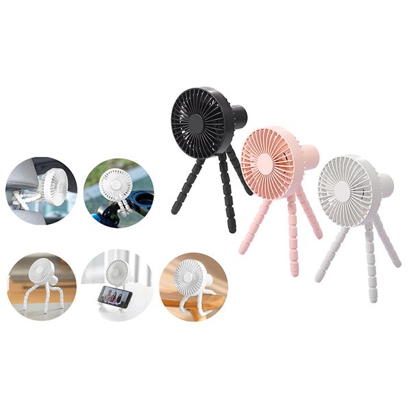 Rechargeable Portable Flexible Tripod Mini Cool Fan for Baby Stroller CarSeat