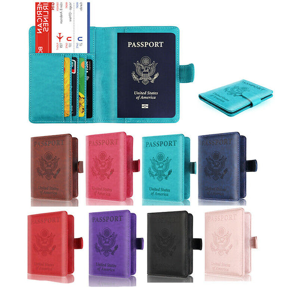 RFID Blocking Multi-function Leather Passport Holder Cover Anti-Theft Anti-Scanning Travel Wallet