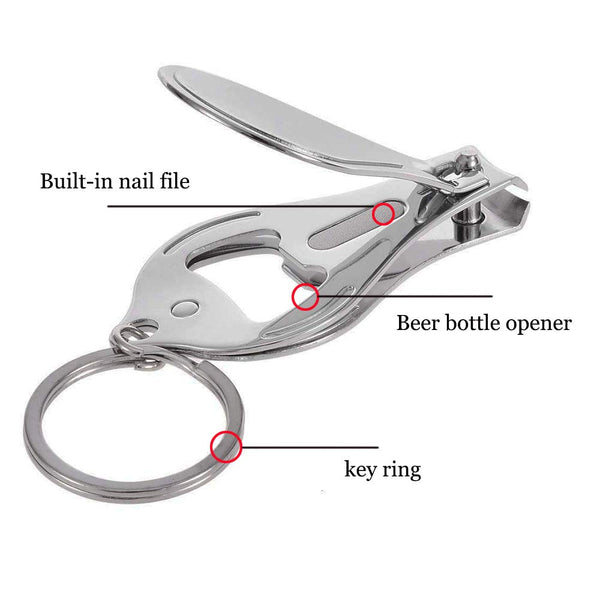 Nail Clippers with Keychain and Beer Bottle Opener, Portable Nail Cutter Nail Trimmer